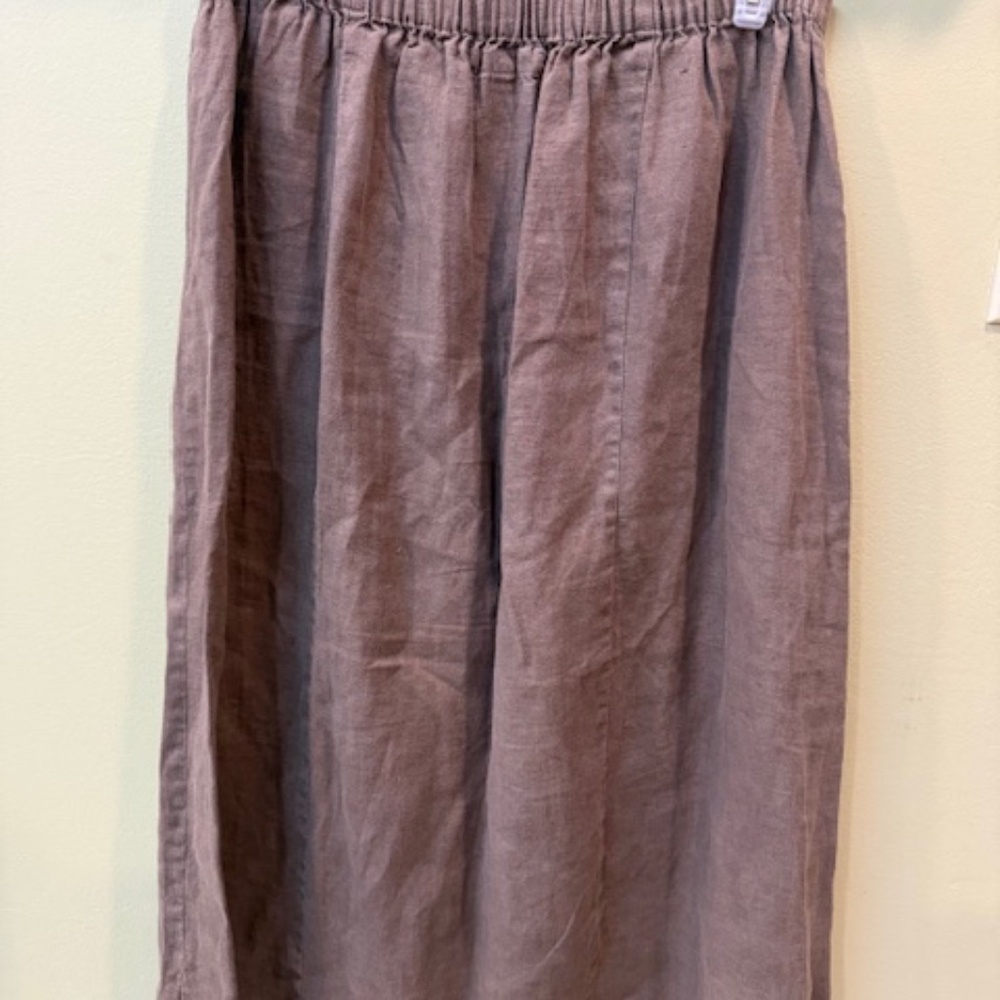 Flax Jeanne Engelhart Maxi Skirt Pull On Linen Sz. L Brown Lagenlook Minimalist - Picture 3 of 8
